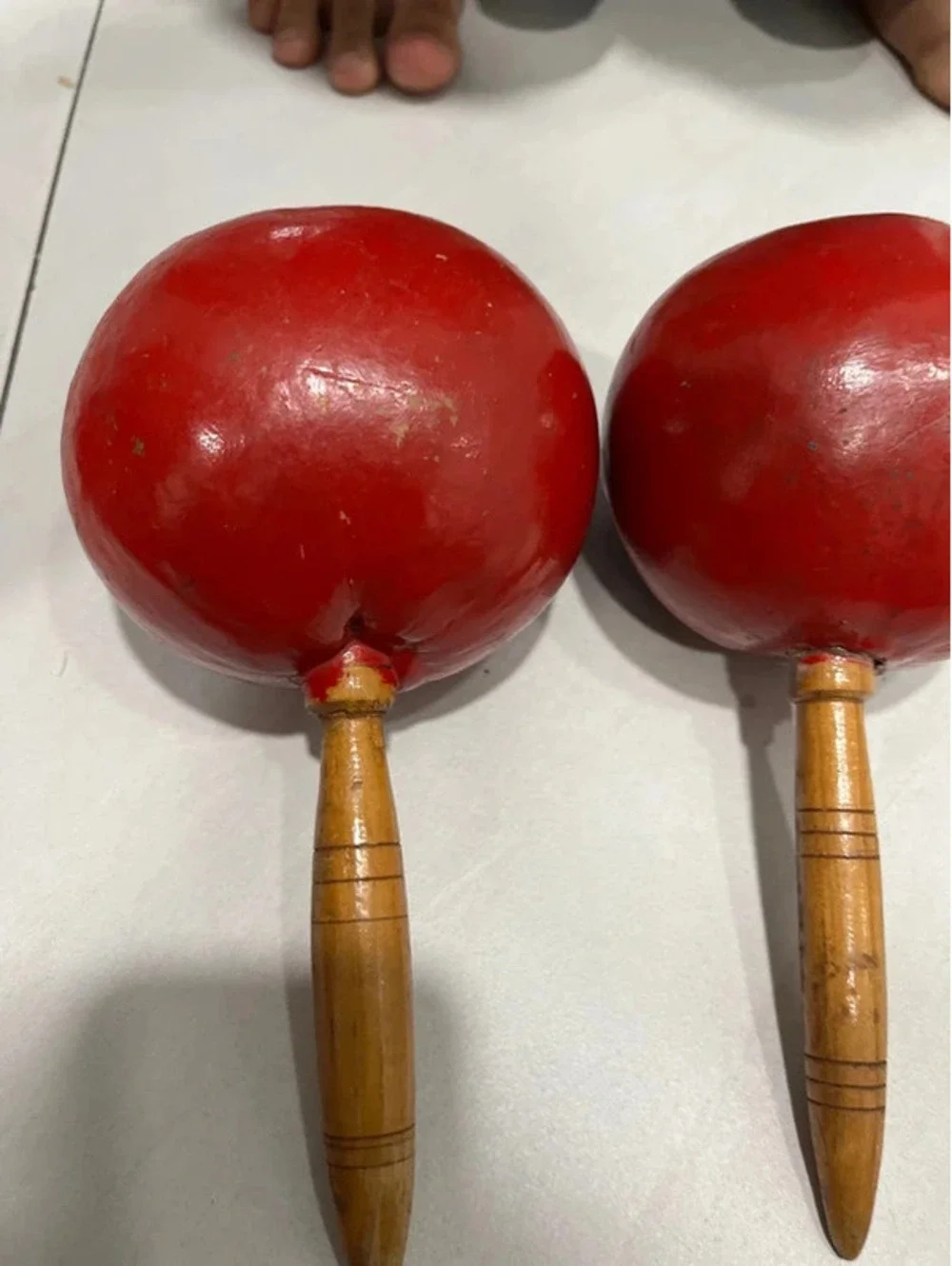 2pc vintage-style, hand-painted wooden maracas Florida beach